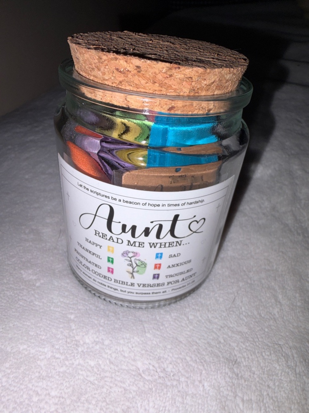 Aunt Read Me When... Inspirational Scripture Jar with Colorful Tabs - Picture 6 of 8